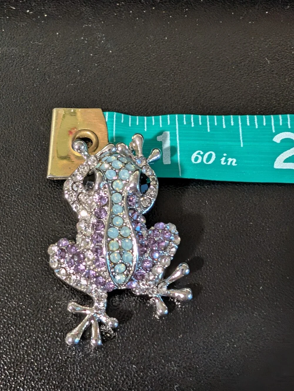 Crystal Frog Brooch - Purple and Light Blue Accent